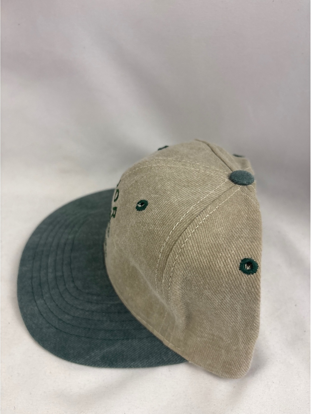 Vintage Cadillac Strapback Taupe Beige and Green Adjustable Baseball Hat Cap - Picture 2 of 7